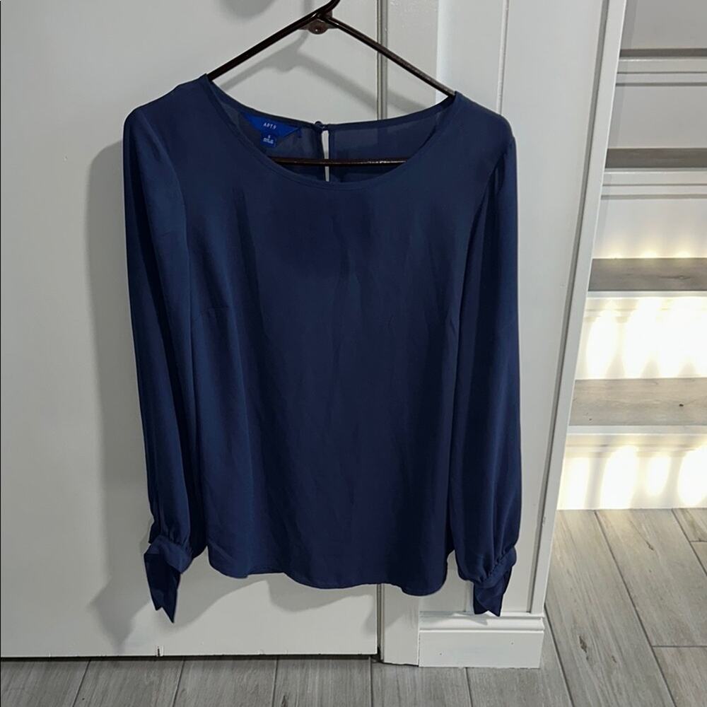 Apt. 9 Relaxed Blue Cuffed Sleeve Blouse - size S